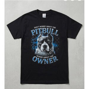 Vintage Y2K Pitbull Owner Graphic Shirt M Delta Pro Weight Big Print Tough Dog